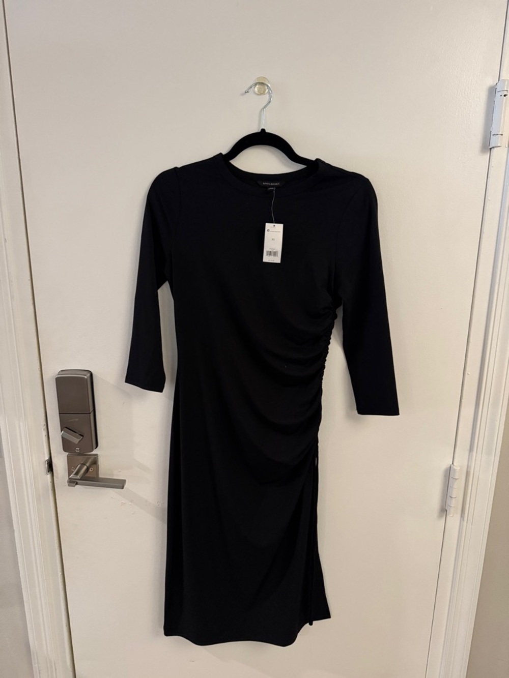 Banana Republic Black Ruched-Side Midi Dress